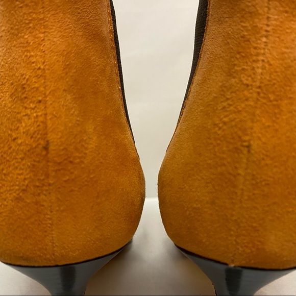 LAMBERTSON TRUEX Orange Suede Pointy Toe Kitten Heels Ankle Boots 36.5 Euro 6 US - Picture 11 of 16